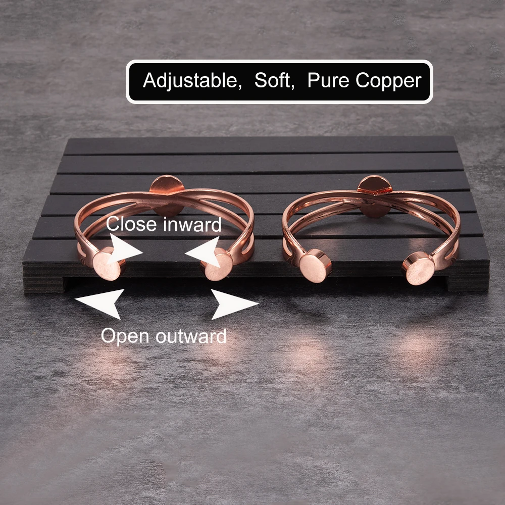Vinterly Pure Copper Bracelets Magnetic Therapy Irregular Zirconia Cuff Adjustable High Magnets Bangles Resizable Jewelry Women 3