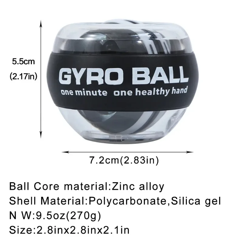 Gyro Power Ball with Auto-Start - Wrist & Forearm Strengthener for Grip Training, Finger Muscle Exerciser with LED  Display