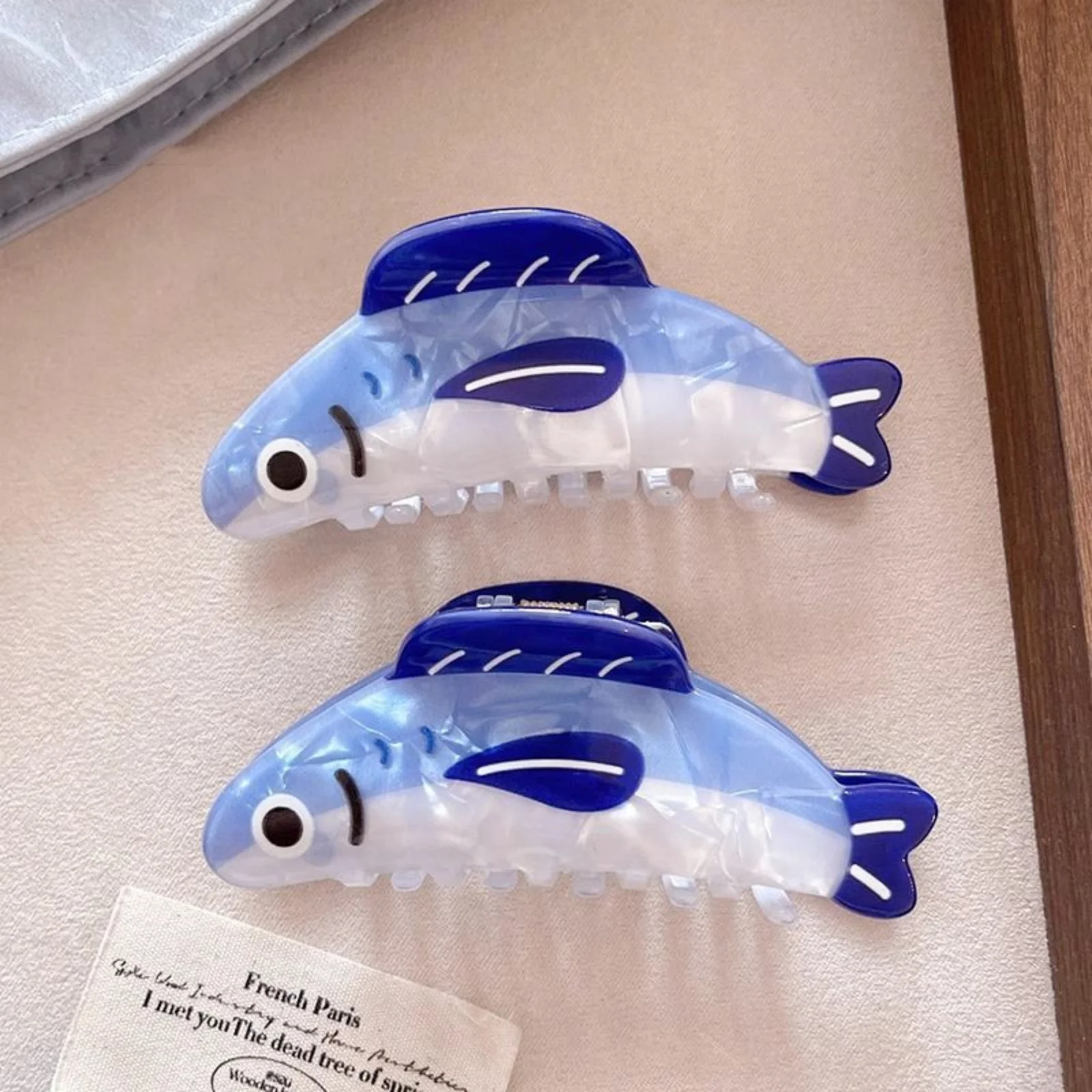 1pc New creative ocean sardine clip hair clip cute texture shark clip ponytail clip hair ornaments female