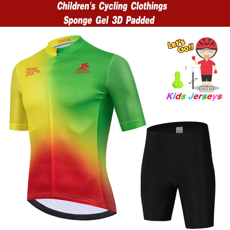 Kids Cycling Jersey Set BOY Summer Short Sleeve Breathable MTB Bike Cycling Clothing Children's Cute Cartoon Uniform Suit