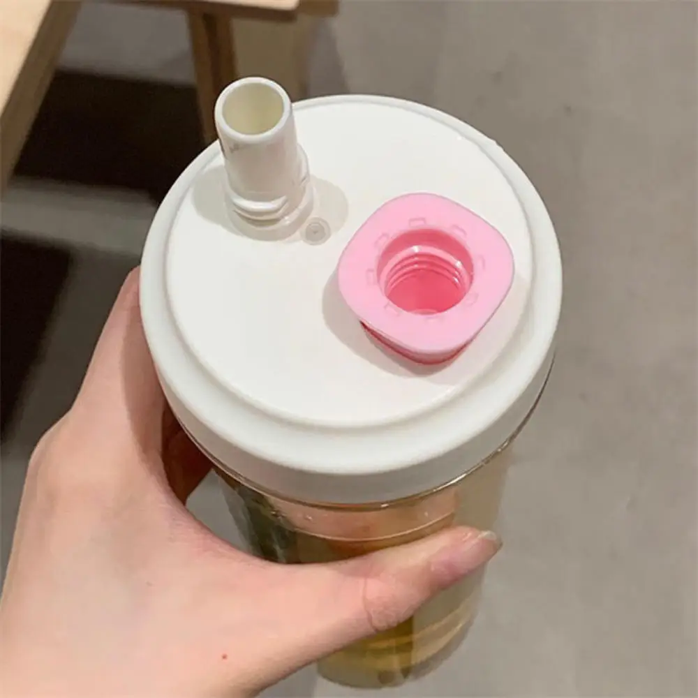 간단한 대용량 휴대용 빨대 컵, 식품 등급 플라스틱 물컵, Ins 스타일 투명 물컵, 주스 밀크 티 컵, 1 개