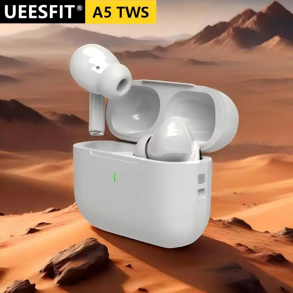 سماعات أذن بلوتوث UEESFIT A5 TWS، سماعات رأس بصوت عالي الدقة، سماعات أذن لاسلكية حقيقية مع خاصية إلغاء الضوضاء ANC