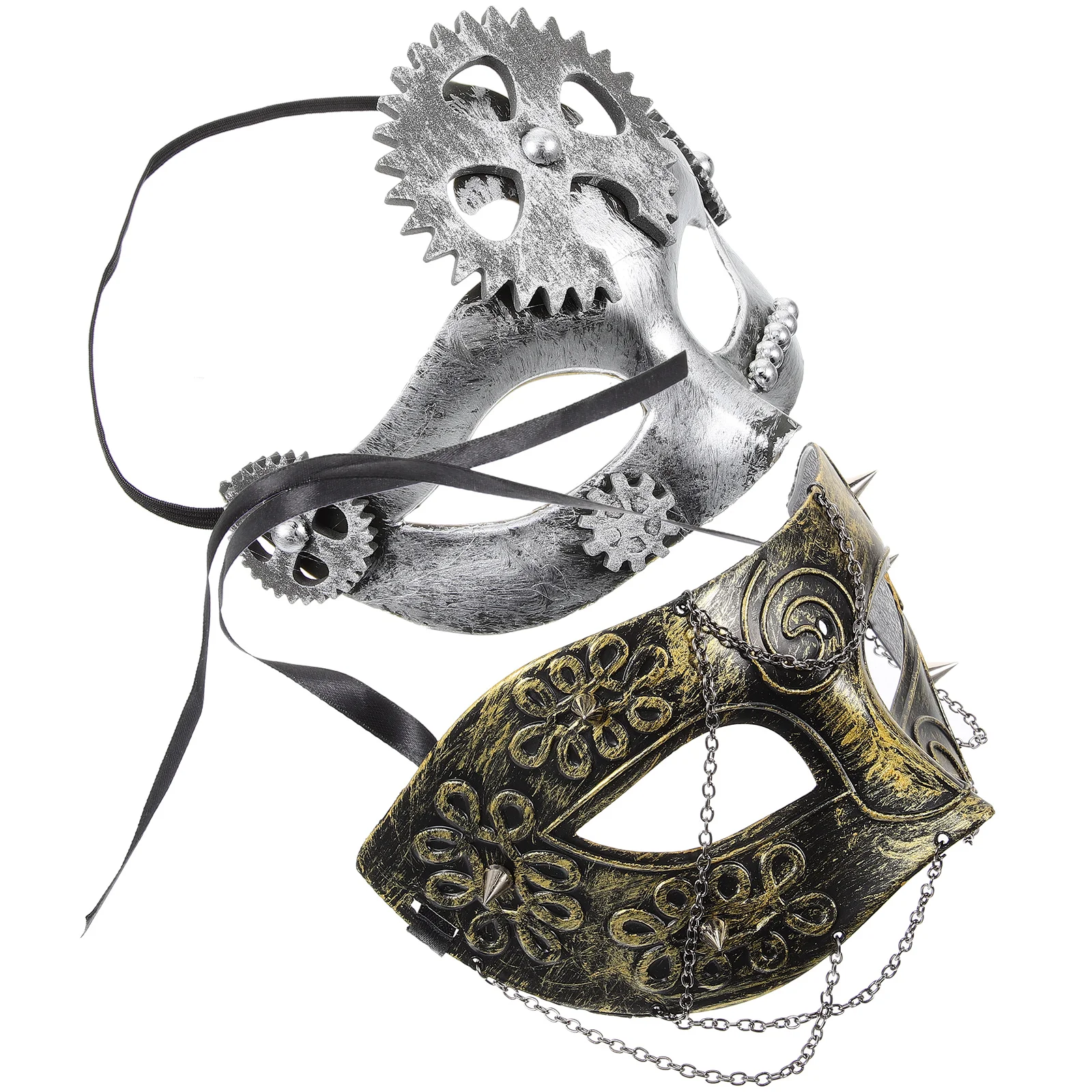 

2 Pcs The Chain Masquerade Mask Women Cosplay Steampunk Party Eye Halloween Venetian