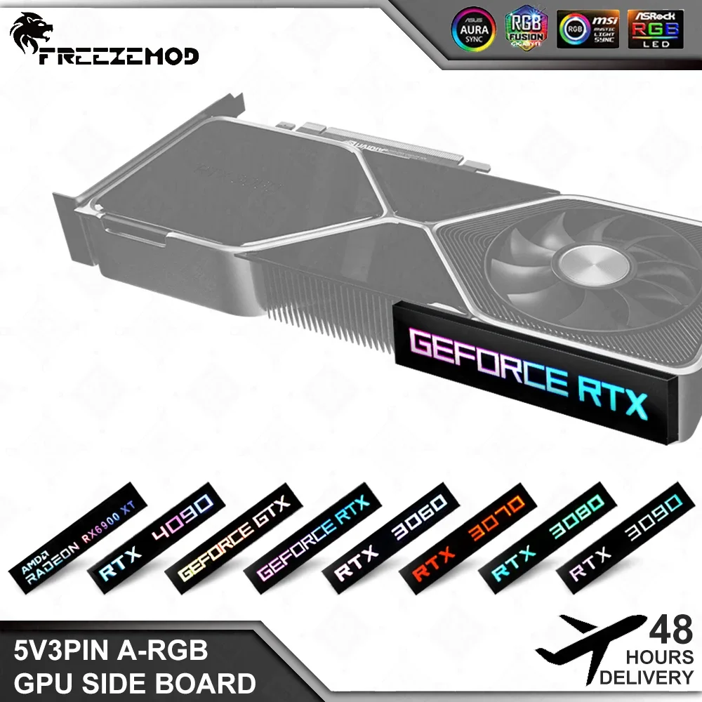 Zemod-mini Vga Painel Gabinete Gamer de Luz Lateral 5v 3pin A-rgb Placa Gráfica Placa de Identificação Luminosa pc Case Decorativa Aura Sync