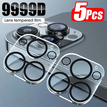 1-5 pezzi in vetro temperato per iPhone 17 16 15 14 13 Pro Max Plus Mini protezione per obiettivo fotocamera cerchio nero protezione schermo obiettivo f