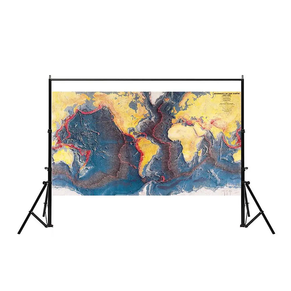 Seismicity Of The Earth World Ocean Floor Panorama Of 1960-1980 For Research In Geology And 150x100cm