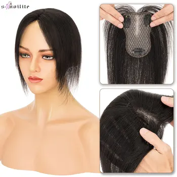 Toppers per capelli S-noilite per donna Topper per capelli umani veri da 10 pollici Clip soffice per cravatta a mano in posticci superiori 3D 360 ° Copri aggiungere volume