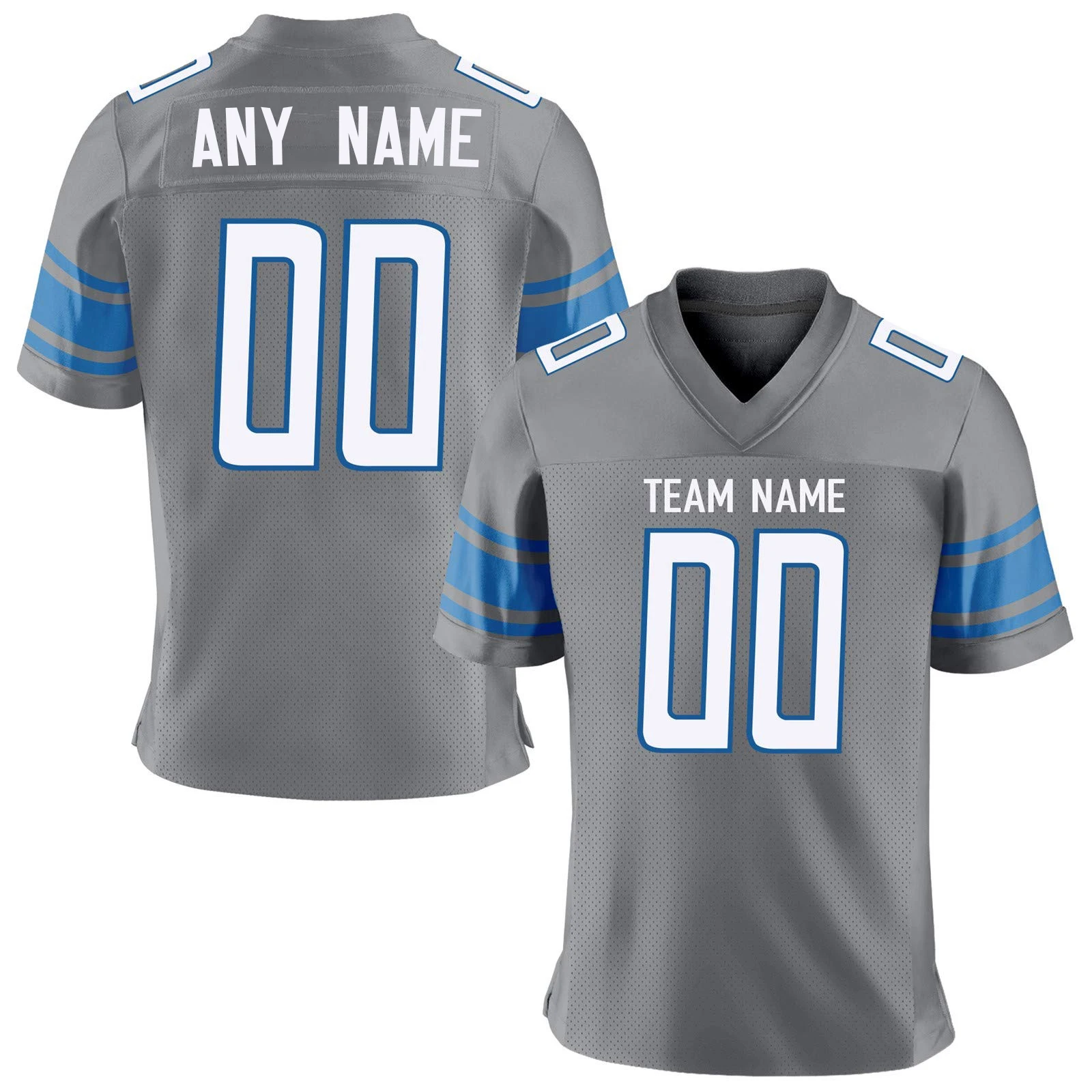 thumbnail image 1 of Camiseta de fútbol americano personalizada con nombre del equipo impreso y número, uniforme de entrenamiento, regalo para fanáticos de los Detroit Lions para adultos y niños, 1 of 5