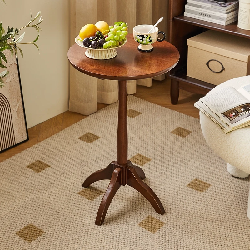 Solid Wood Small Sofa Tables Round Side Coffee Sofa Mini Mobile Celebrity Tables Lounge Shelves Shelves Home Furniture