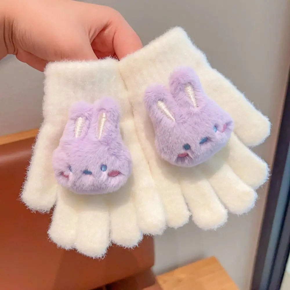 3-8 Years Rabbit Baby Mittens Knitted Children Boys Girls Winter Cartoon Animal Kids Gloves Warm Gloves Cycling Skiing
