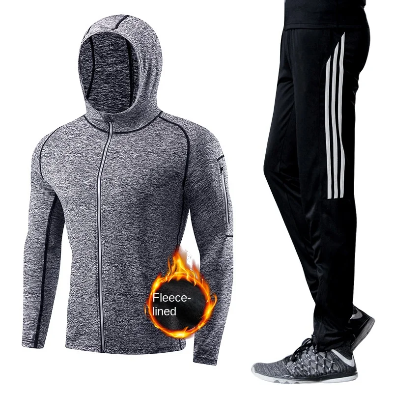 

Running Suit Men's Fitness Suit Night Running Sportswear Two-Piece Morning Running Fast Dry Clothes Training Casual Trousers