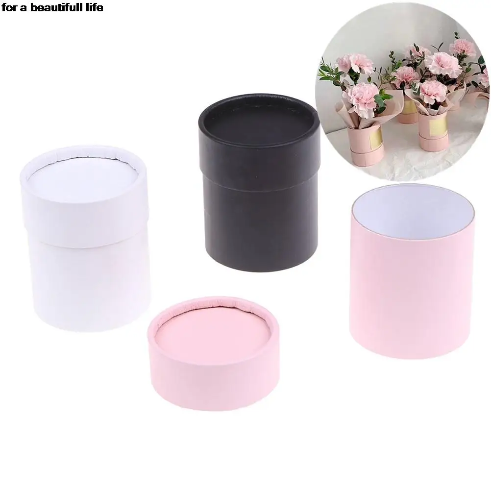 Portable Flower Box Gift Packaging Box Round Small Hug Bucket Storage Flower Cardboard Candy Mother Rose 1pc
