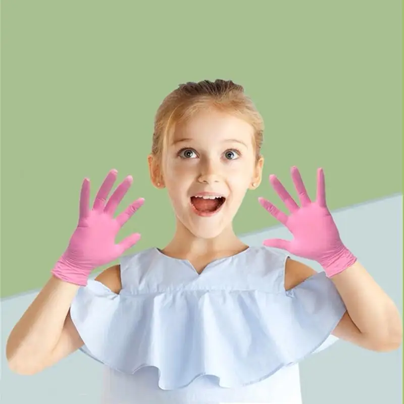 Kids Disposable Nitrile Gloves 5-15 Years Powder Free Students
