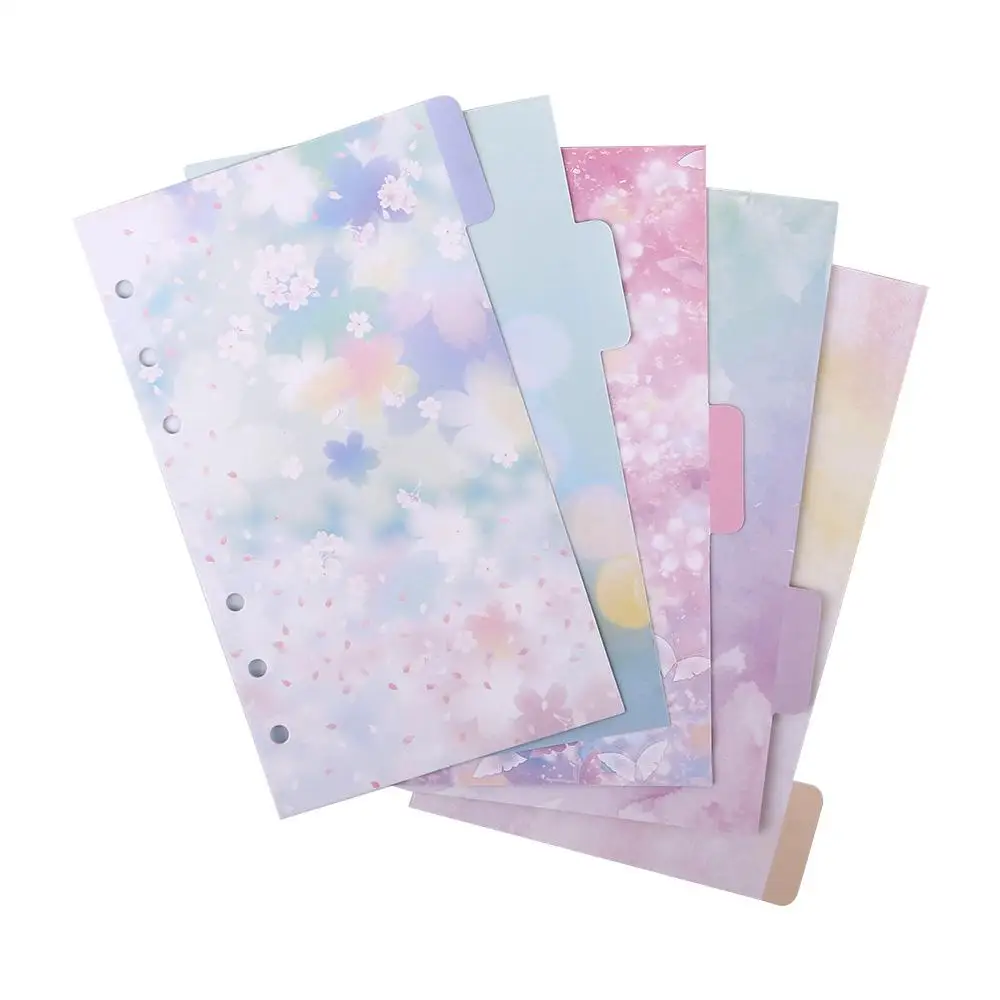 Raccoglitori a Fogli Mobili A5 A6, Separatori per Quaderni, Divisori per Raccoglitori, Pagine Indice Stile Fiori di Ciliegio