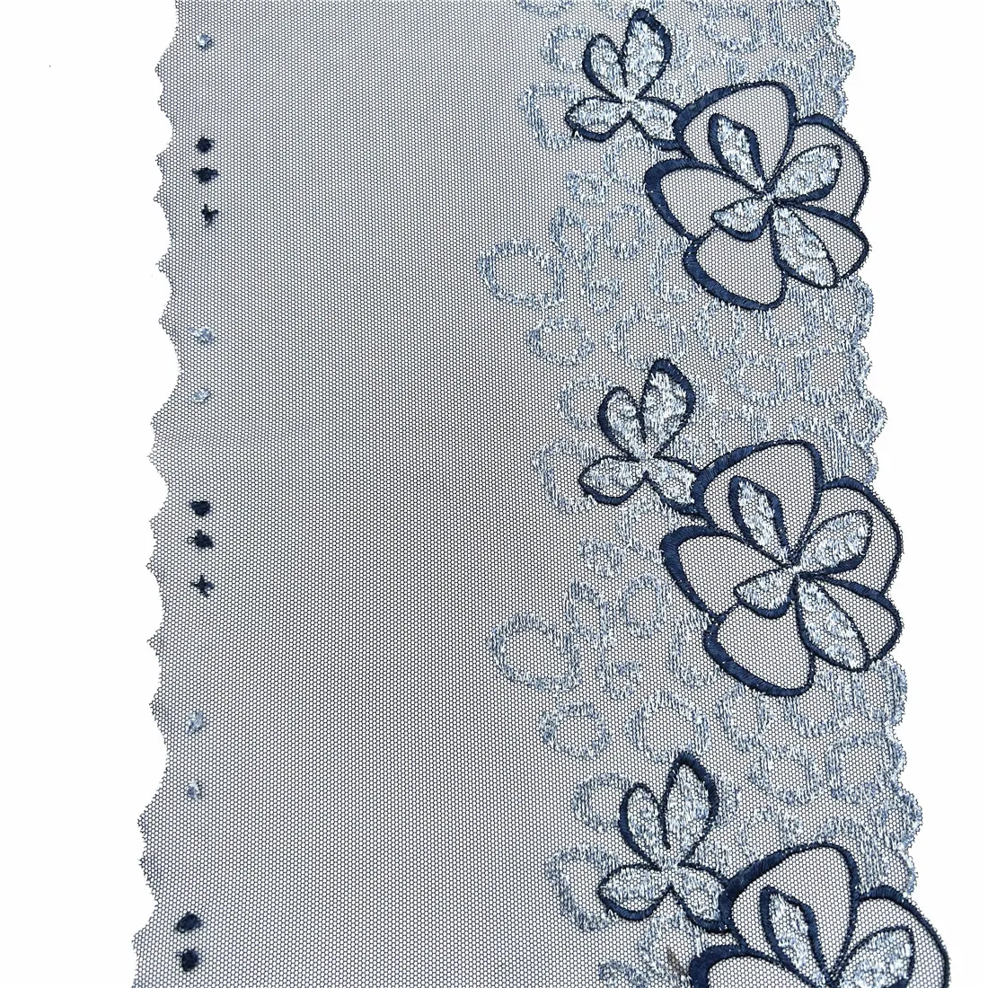 3y/lot Width 19cm Dark Blue Silver Shiny Embroidery Lace Trim For Skirt Hem Clothes Sewing Material DIY Apparel Dress Fabric 3