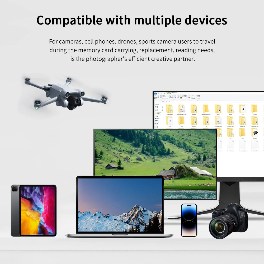 고속 SD 카드 리더기, USB 3.1 C 타입 다기능 SD/TF 카드 정리함 보관함, 카메라, 스마트폰, 드론용 거치대