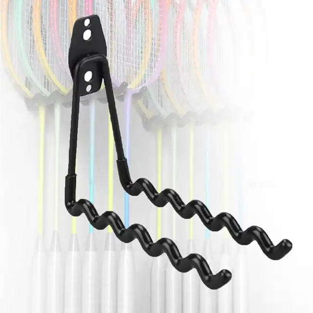 Wall Mounted Racket Holder Tennis Racket Holder Badminton Racket Holder Wall WaveHook Storage Holds 6 Racquets Display Rack 4