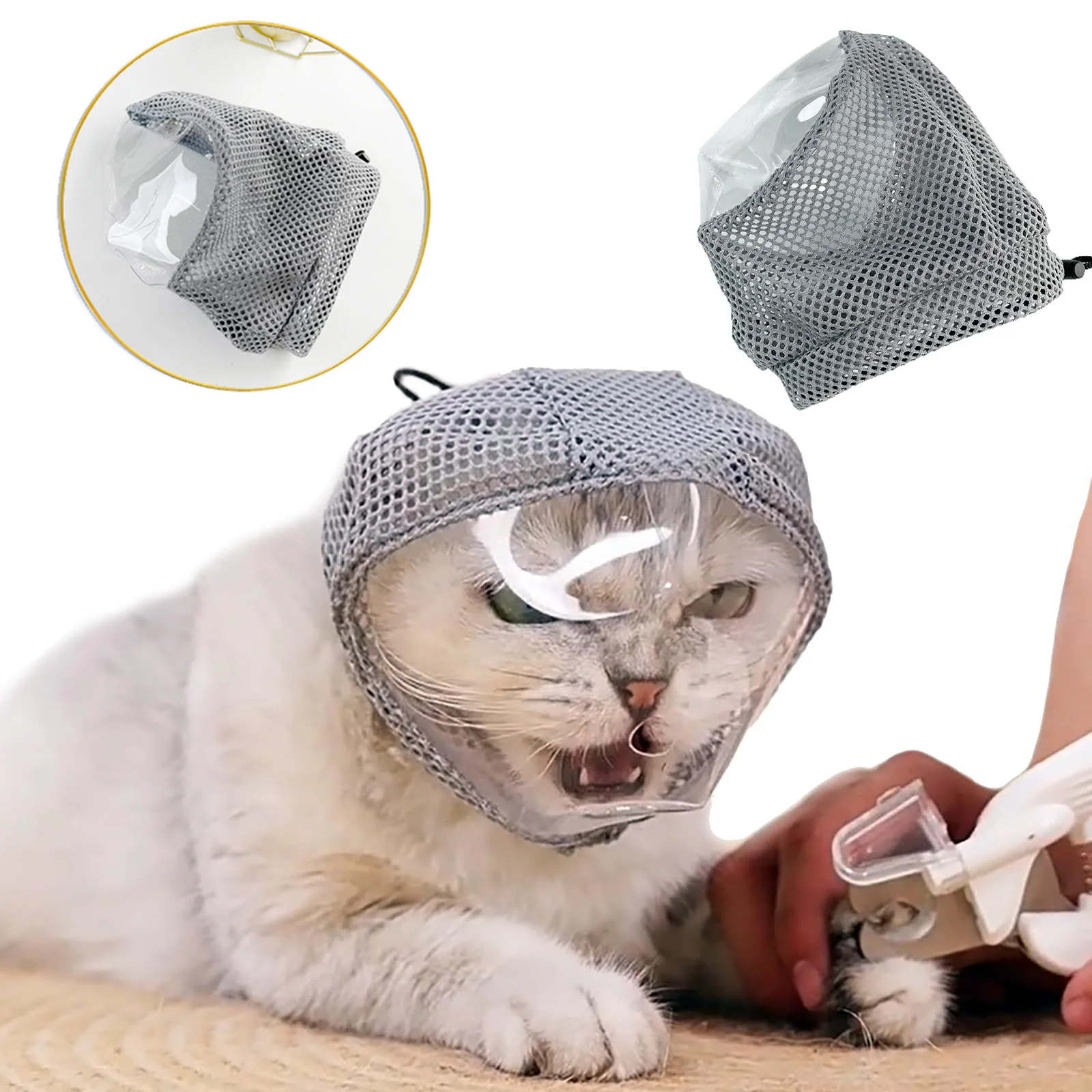 Hood Anti-bite Breathable Kitten Face Protection Adjustable Pet Muzzle Anti Scratch Cat Grooming Restraint Bags_voghion.com