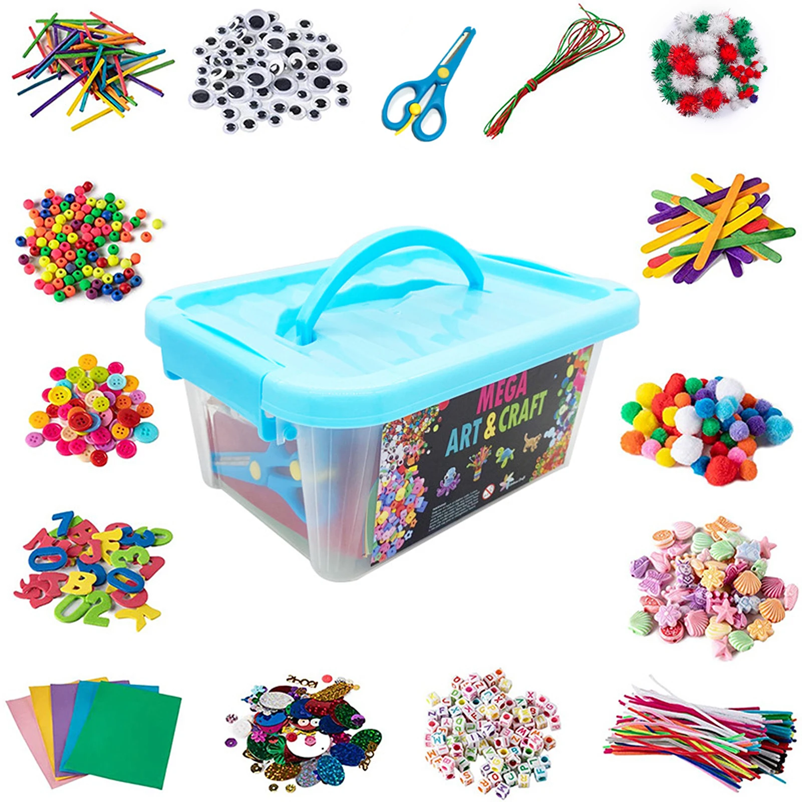 Stickers Scrapbooking Supplies Journal Tools Set Puzzle Painting Craft Kit DIY Arts and Crafts Supplies Kit 2000+ Pieces Set Activity Craft Materials with Carrying Box Handmade Educational Gift