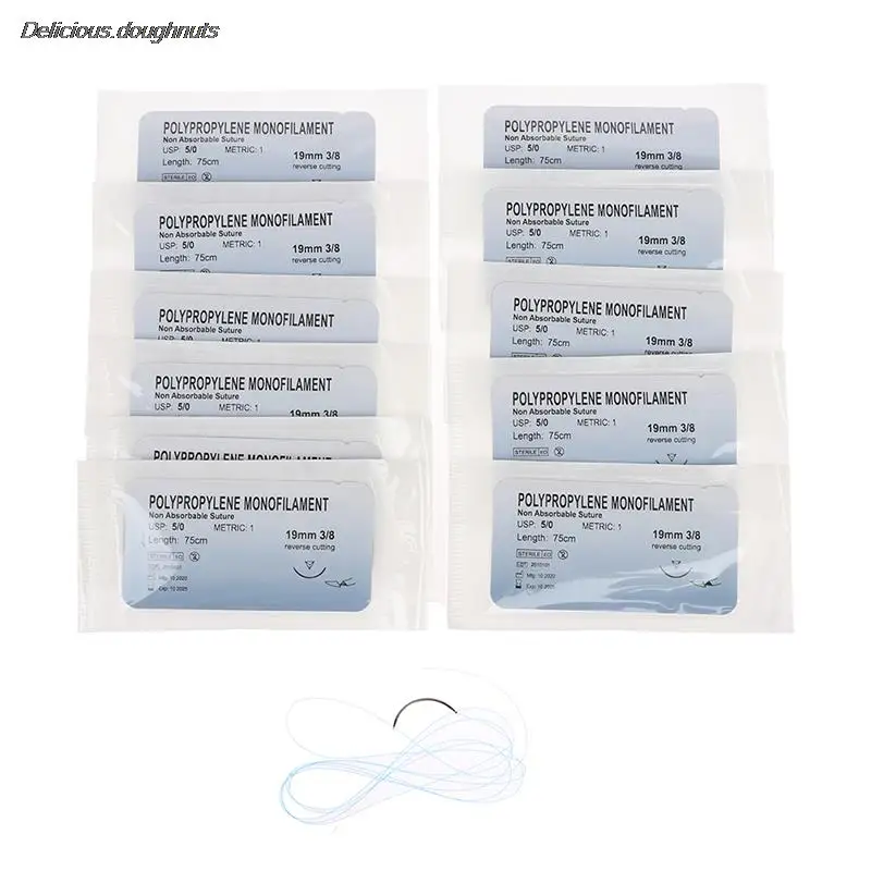 

12Pcs 75cm 2/0 3/0 4/0 5/0 Teaching Demonstrations Exercises Medical Needle Suture Nylon Polyester Thread Suture Practice Kit