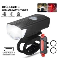 Ensemble de feux de vélo, phare arrière de vélo, Rechargeable par USB, ensemble de feux avant et arrière pour vtt, lampe de poche pour cyclisme, accessoires de vélo 1