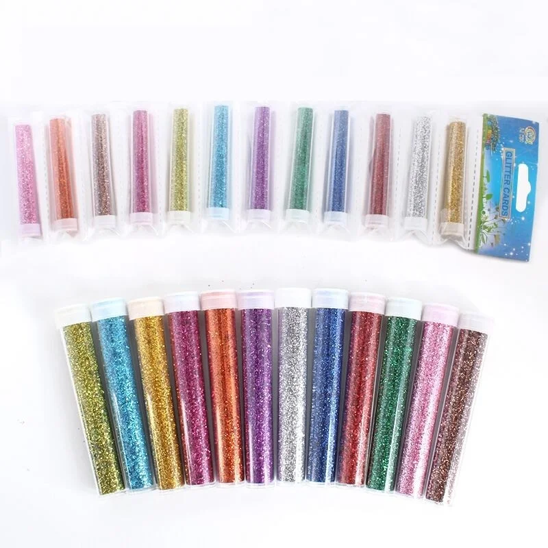 6/12pc DIY Color Drawing Glitter Powder Drawing Adhesive Rglitter  Decoration Paper Flower Crafts Painting Art Liquid Glue Pen - AliExpress