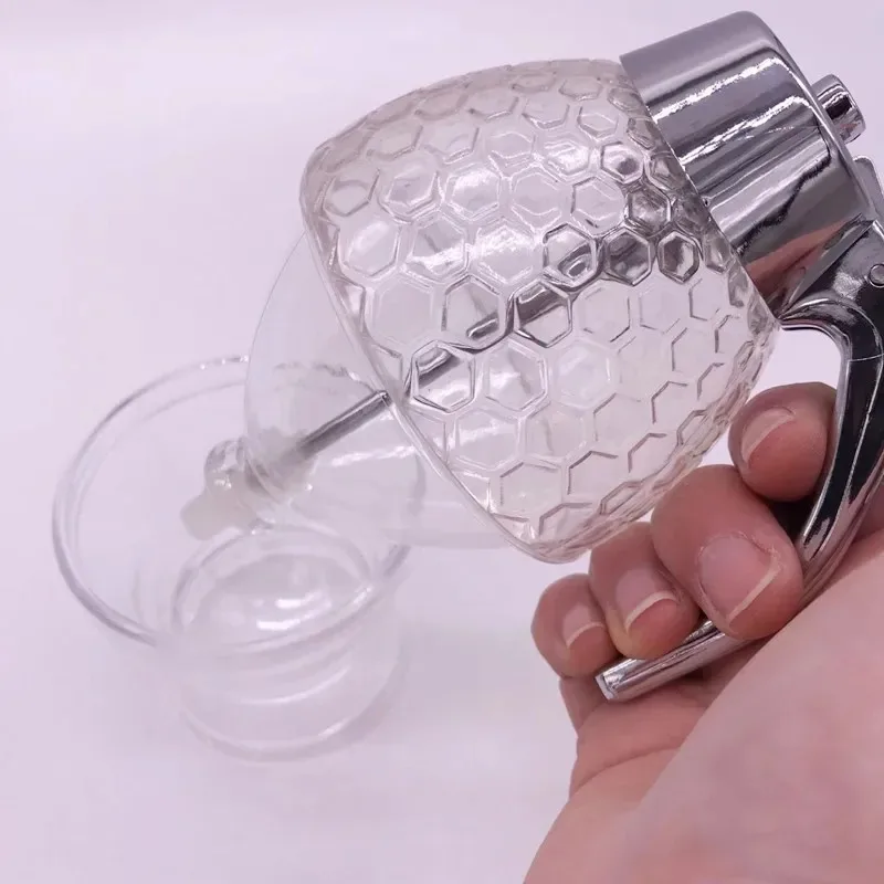 Syrup Dispenser Honey Dispenser Non-Glass Syrup Dispenser Honey Container Honeycomb Shaped Distribution Tank Jar with Stand