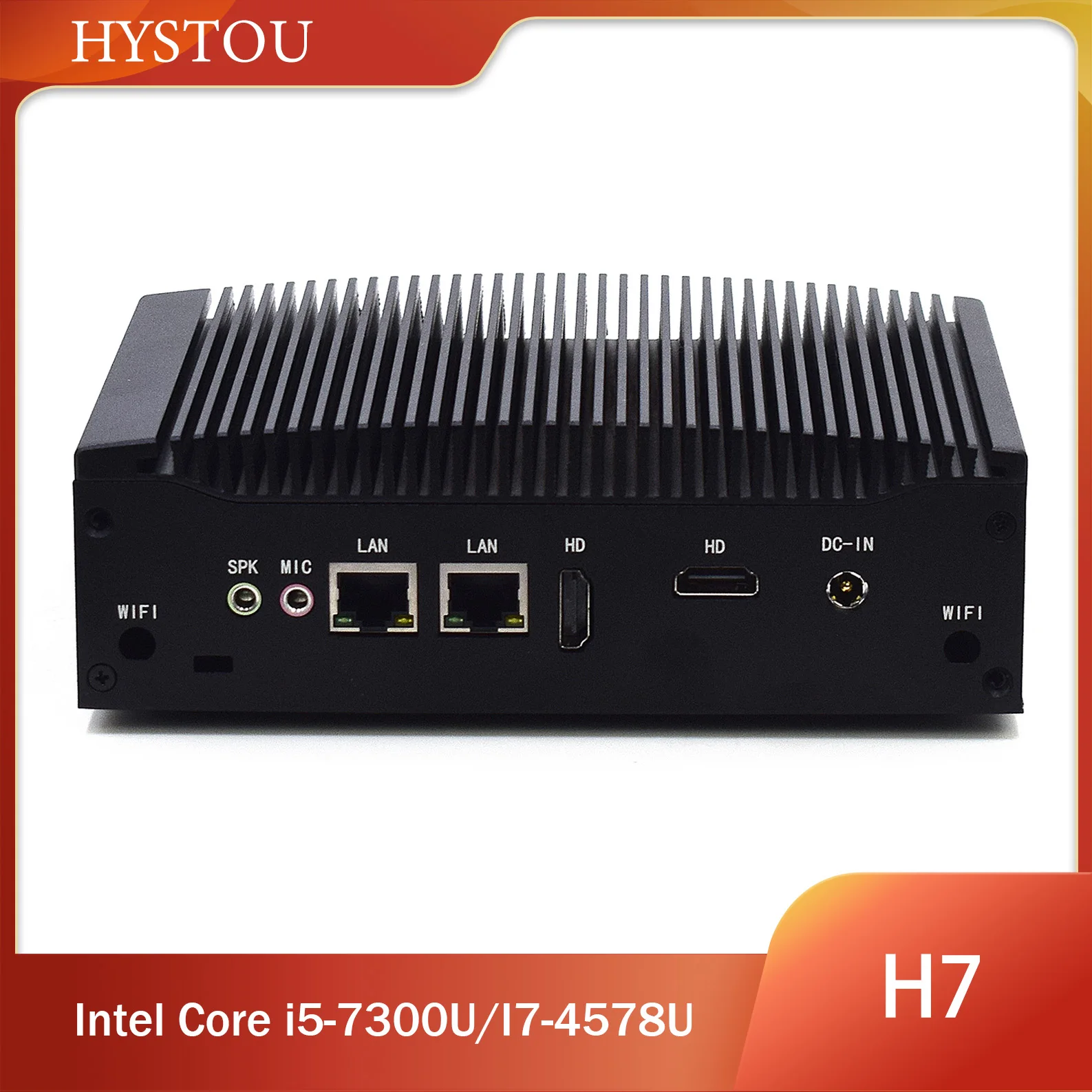 Industrial Fanless Mini PC Core I7 4578U I5 7300U 8GB RAM 256GB SSD Dual HDMI RS232 LAN Rugged