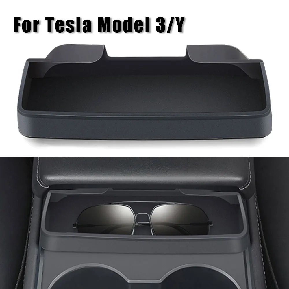 

For Tesla Model 3/Y Accessories Central Control Armrest Box Glasses Pocket 2023 Car Glass Case Storage Casket Auto Parts