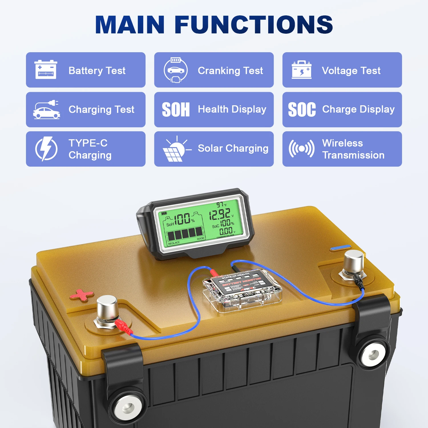 Testeur de batterie de voiture portable professionnel 12V - Temu