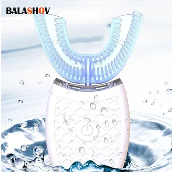 Cepillo de dientes tipo U, cabezal de silicona inteligente de 360 grados, cepillo de dientes eléctrico sónico, carga USB automática, resistente al agua 1