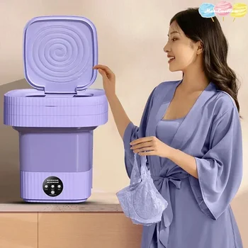 Biancheria intima portatile per lavatrice a luce blu da 13 litri con asciugatrice, secchio, calzini, lavatrice, mini lavatrice pieghevole da campeggio 1