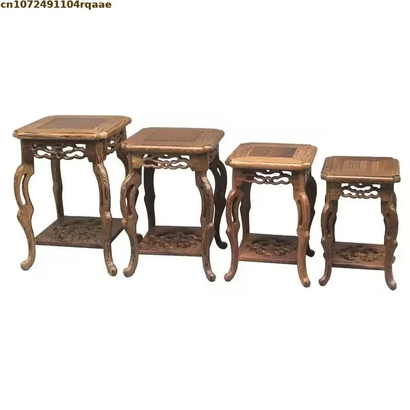 Wooden Bonsai Plant Shelf Vase Flower Pot Sorting Table Rack-Standing Flower Base Garden Decor Tea Sets Pedestal Stand