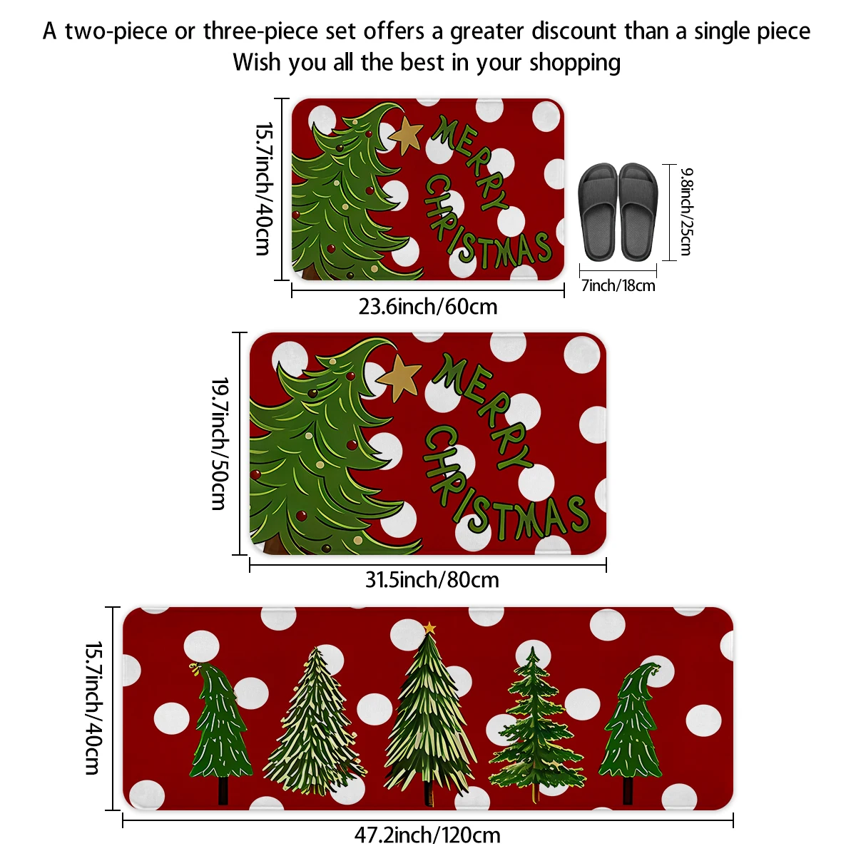 1pc Merry Christmas Kitchen Decoration Carpet Floor Mat Multi Form Christmas Tree Forest Design Anti Slip Soft Flannel Floor Mat_voghion.com