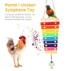 Bird Chicken Xylophone Toy Wooden Suspensible Bird Cage Accessories Musical Toy with 8 Keys for Chicken Bird Parrot Macaw Hens 1
