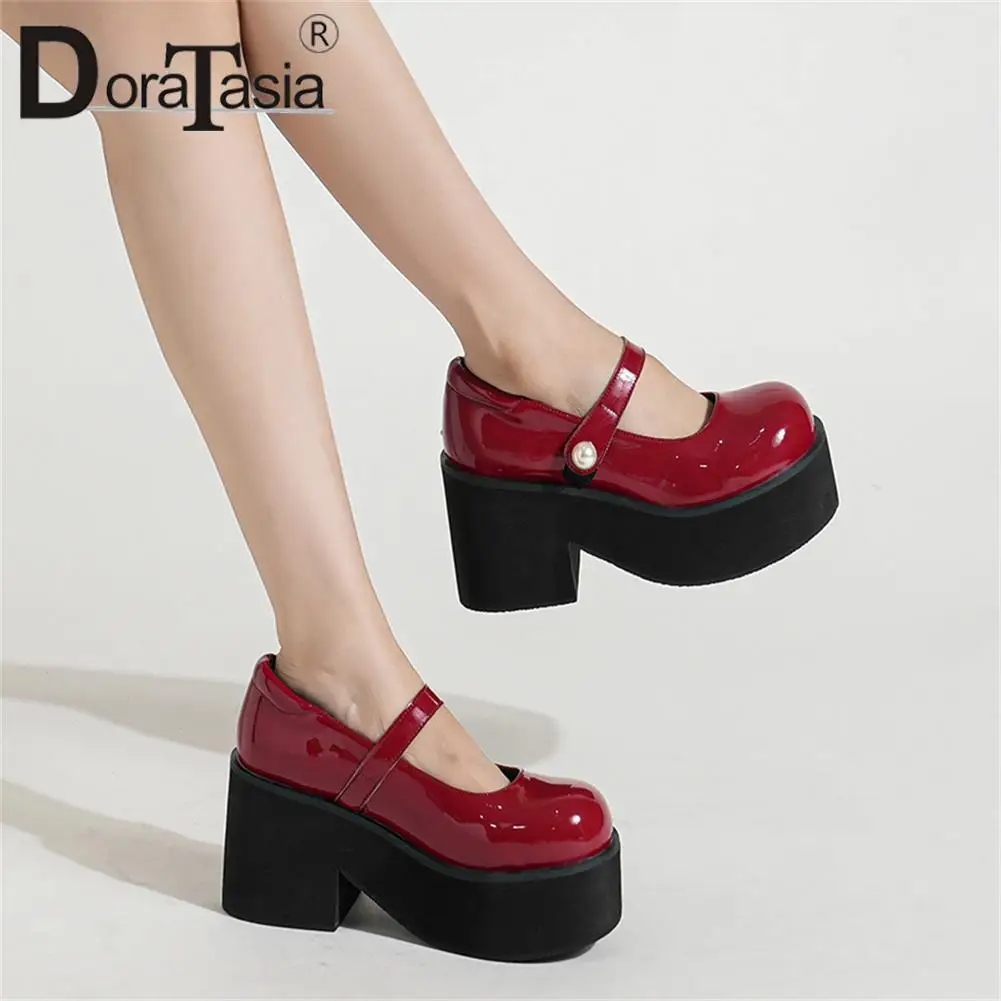 Brand Design Ladies Cute Mary Janes Pumps Fashion Solid Platform Chunky High Heels women's Pumps Party Office Lolita Woman Shoes