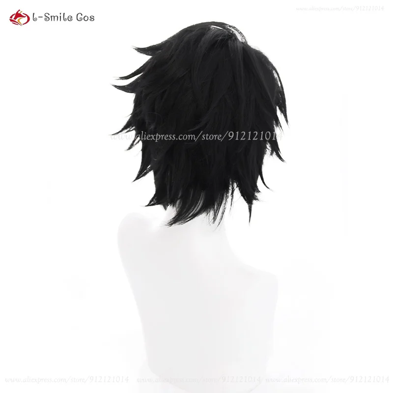 Death Note L Lawliet Cosplay Perücke Schwarz Kurz Hitzebeständig Synthetik Anime Halloween 6
