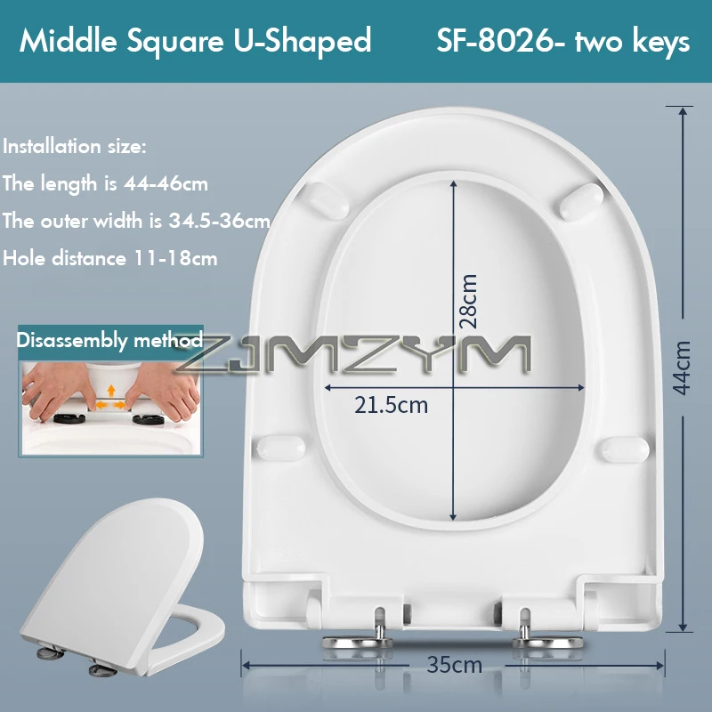 Toilet Seat Cover Household Universal Toilet Lid U/V Shaped Thickening Slow Drop Seat Cover Accessories