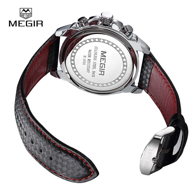 MEGIR 1010 zegarki męskie gorąca moda marka zegary zegar sportowy skórzany pasek biznesowy zegarek kwarcowy na rękę dla mężczyzn
