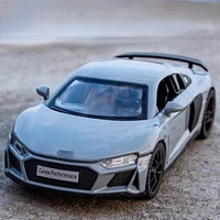 1:32 AUDI R8 Sports Car Alloy Toy Model Metal Diecast Scale Vehicles with Light Sound Doors Can Be Opened Toy for Boys Gifts 1