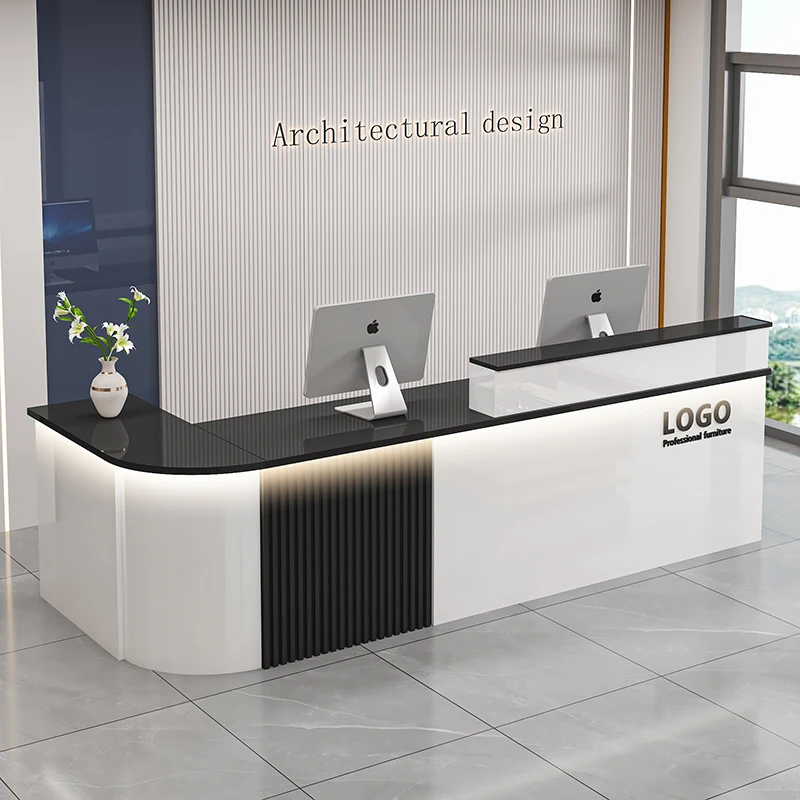 Bancone bar da ufficio professionale Banco reception dal design semplice e di lusso personalizzato Salone di bellezza Bancone Bar Lusso Mobili commerciali - immagine 6