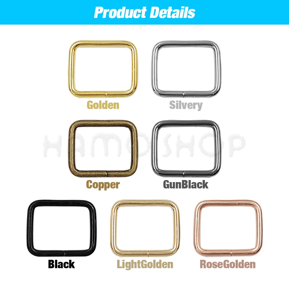 Metal Adjustable Rectangle Square Ring Buckle Clasp Slider Belt Loop 10/12pcs for Backpack Strap Bag Pets Collar DIY Accessories