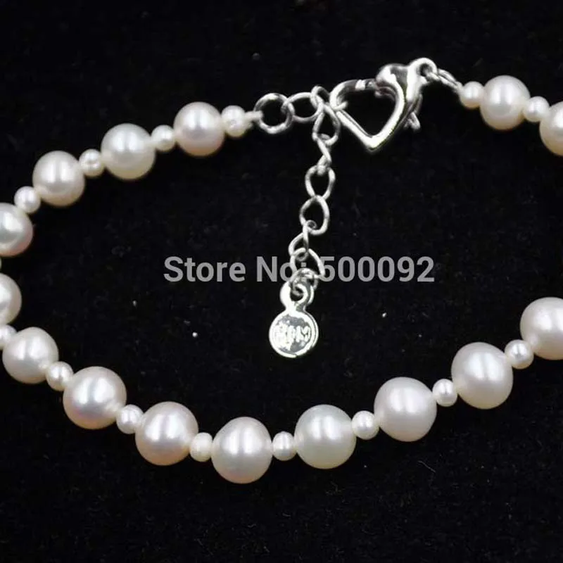 Genuine pearl 3mm /6-7mm white freshwater pearls bracelet 7.5&quot | Украшения и аксессуары