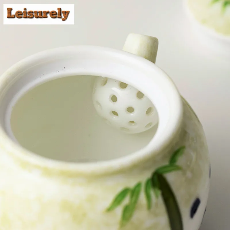 160ML Underglaze Hand-Painted Panda Teapot Handmade Tea Infuser Pot Making Kettle With Ball Hole Green Cha Collection