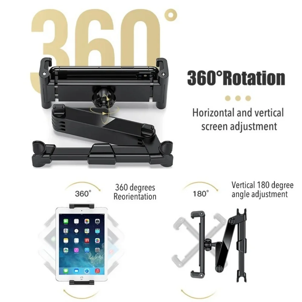 Telescopic Car Rear Pillow Phone Tablet Holder Rotating Seat Headrest Bracket For 5-13" iPad Samsung Xiaomi Huawei Travel Kids