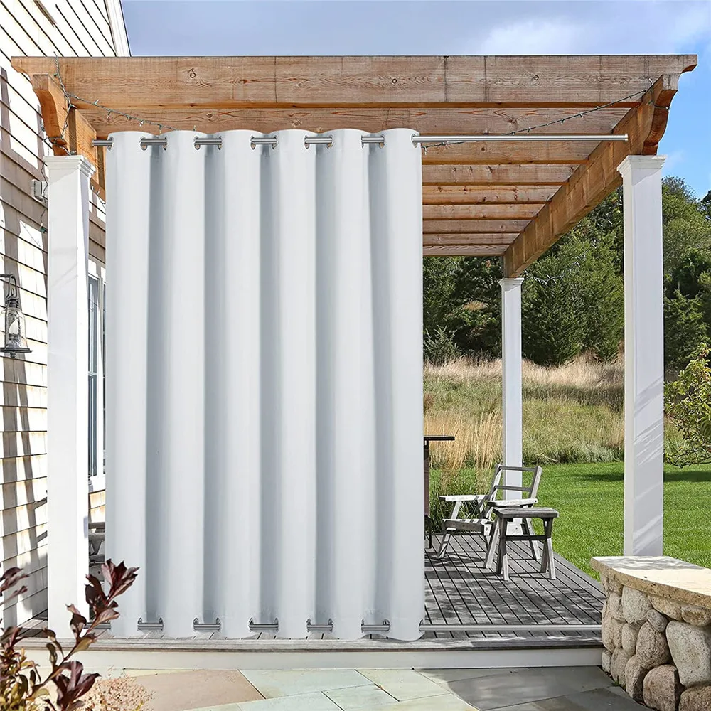 Outdoor Curtains Patio Drapery Windproof Waterproof Top and Bottom