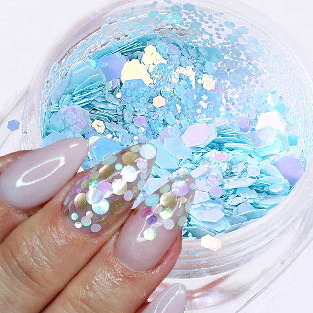 Holographic Chunky Glitter Sequins For Nail Art Decorations Mix Laser  Hexagon Shape Sparkly 3d Flakes Paillette Nail Accessories - Rhinestones &  Decorations - AliExpress
