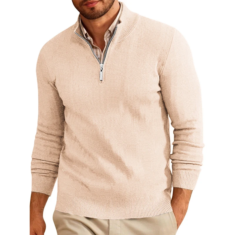 Animal Game Zip Sweaters for Men Slim Fit Long Sleeve Knitted Pullover Outdoor Warm Mock Neck Casual Dress Turtleneck Sweater