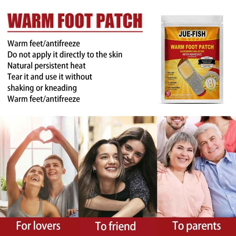 10Pcs Winter Foot Warmer Patch Adhesive Toe Warmers Heating Pads Up to 8 Hours Long Lasting Air Activated Stickers Warm