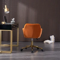 Modern Velvet Fabric Material Adjustable Height 360 revolving Home Office Chair with Gold Metal Legs and Universal Wheels for In 1